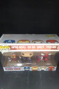 Funko POP Marvel: Civil War Hawkeye Spiderman, Iron Man & Captain America Keychain